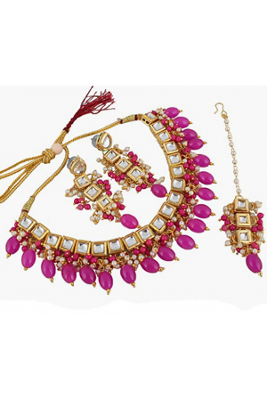 Pink and White Designer Necklace Set
