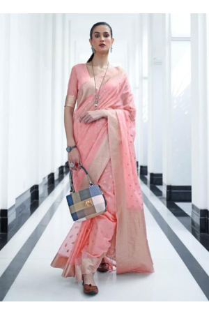 Pink Art Silk Woven Saree