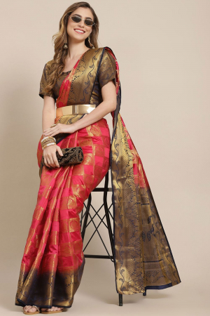 Pink Banarasi Silk with Jacquard Print Party Wear Saree