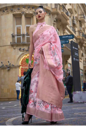 Pink Brasso Handloom Woven Saree