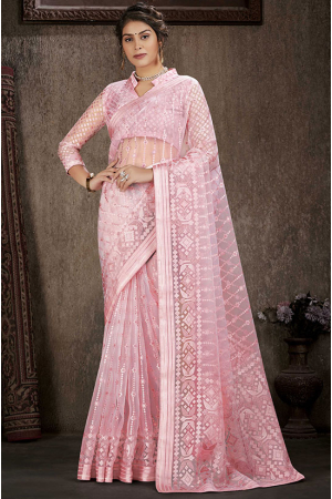 Pink Brasso Printed Saree