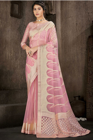 Pink Brasso Printed Saree