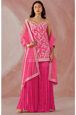Pink Designer Sarara Kameez Suit