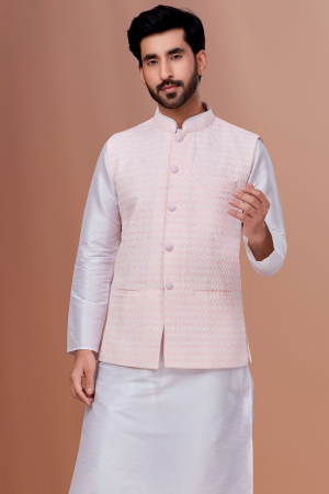 Pink Georgette Embroidered Waistcoat