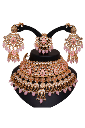 Pink Heavy Designer Necklace Set
