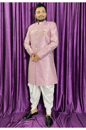 Pink Mens Indo Western Outfit