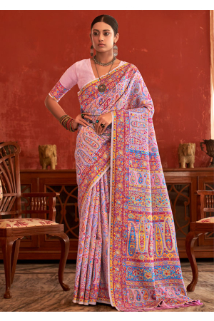 Pink Pashmina Silk Woven Saree