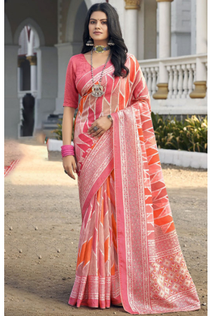 Pink Printed Party Wear Saree