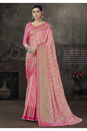 Pink Printed Party Wear Saree
