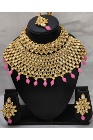 Pink Studded Choker Necklace Set