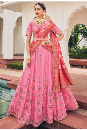 Pink Viscose Designer Lehenga Choli Set