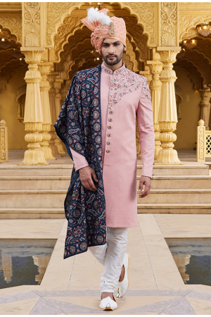 Pink Wedding Wear Sherwani