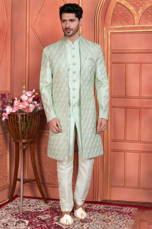 Pista Green Designer Indo Western Outfit
