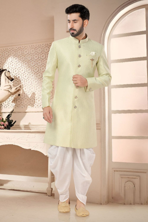 Pista Green Designer Semi Indo Western Outfit