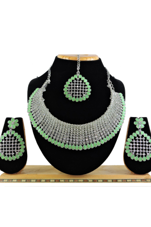 Pista Green Heavy Designer Necklace Set