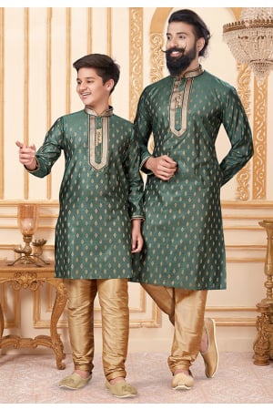 Wild Green Father Son Kurta Set Combo