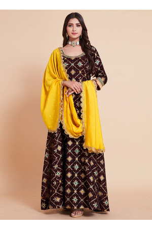 Plum Art Silk Readymade Anarkali Suit