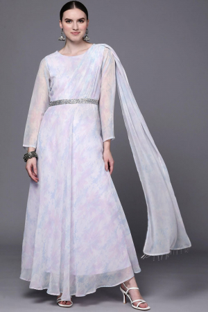 Powder Blue Traditional Wear Ethnic Dress