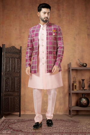 Purple and Pink Designer 3 Piece Indo Western Outfit