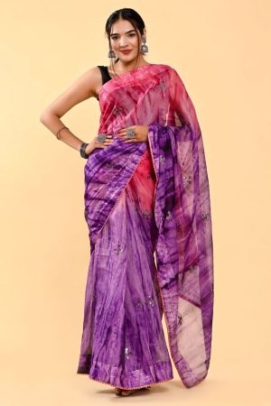 Purple and Pink Party Wear Saree