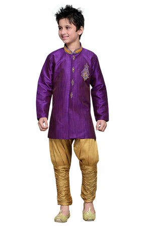 Purple Art Silk Kids Indo Western Outfit