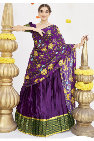 Purple Banarasi Silk Lehenga Choli