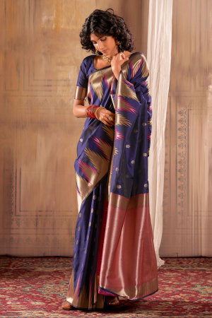 Purple Banarasi Silk Weaving Saree