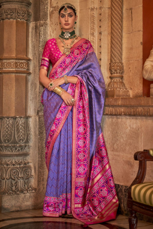 Purple Banarasi Weaving Silk Saree for Ceremonial