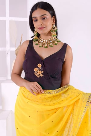 Purple Cotton Embroidered Blouse