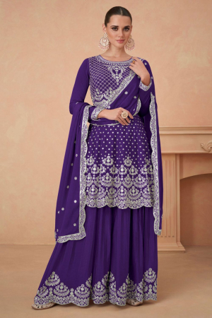Purple Designer Sarara Kameez Suit