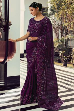 Purple Designer Saree for Party