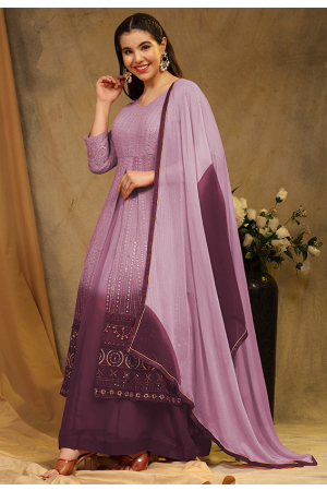 Purple Faux Georgette Designer Sarara Kameez Suit
