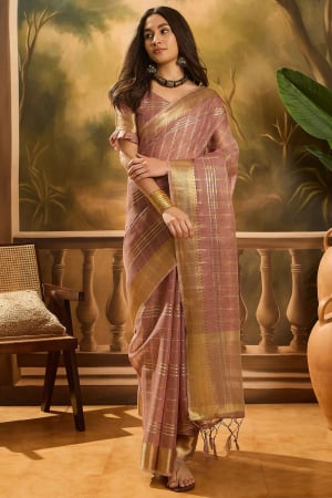 Purple Khadi Organza Woven Jacquard Saree