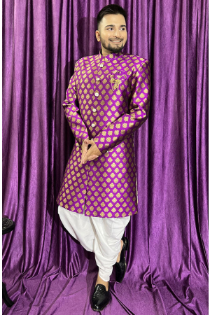 Purple Mens Indo Western Outfit