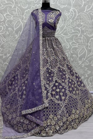 Purple Net Designer Lehenga Choli Set