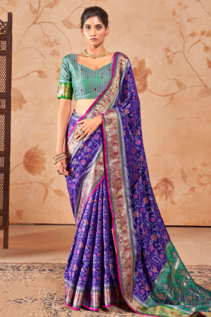 Purple Patola Silk Printed Saree