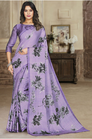 Purple Printed Casual Wear Saree
