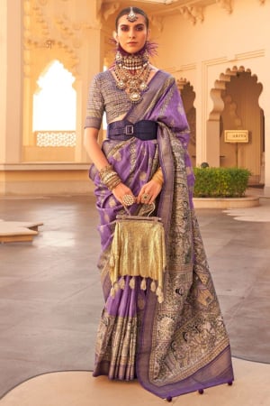 Purple Silk Saree for Festival