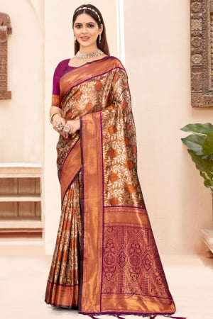 Purple Silk Zari Woven Saree