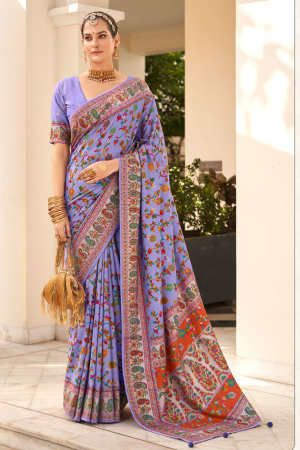 Purple Tussar Silk Woven Saree