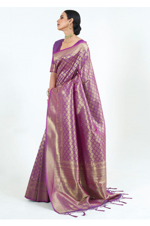 Amazing Purple Silk Woven Saree