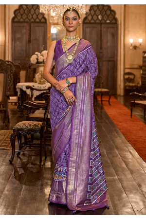 Purple Woven Patola Silk Saree