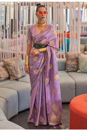 Purple Zari Weaving Silk Saree