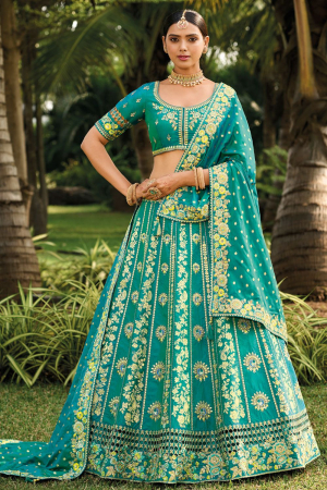 Rama Green Banarasi Silk Designer Lehenga Choli