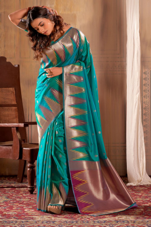 Rama Green Banarasi Silk Weaving Saree