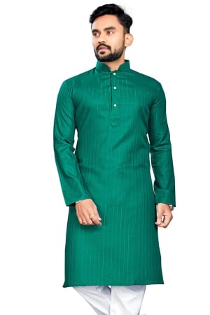 Rama Green Cotton Slub Men Kurta