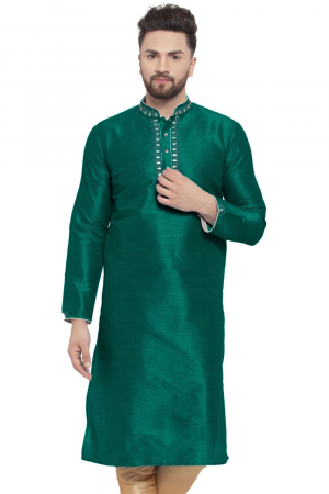 Rama Green Dupion Silk Plus Size Kurta