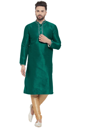 Rama Green Dupion Silk Plus Size Kurta Set