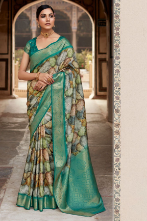 Rama Green Handloom Silk Woven Saree