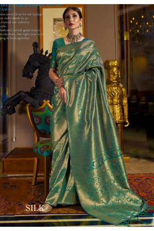 Rama Green Handloom Weaving Silk Saree